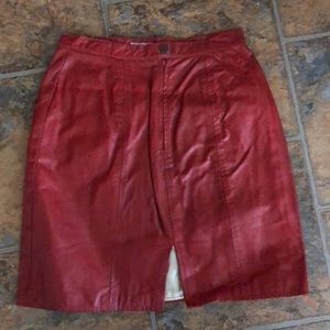 Vintage Red Leather Skirt